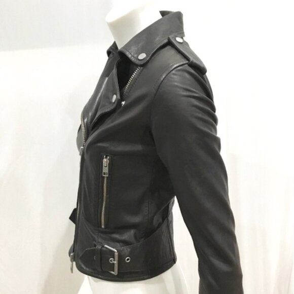 Allsaints Addison Womans Biker moto motorcycle Leather Jacket 0 All Saints - Picture 3 of 5